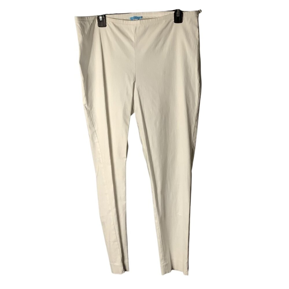 J.Mclaughlin Slim Fit Stretch Chino Pants Ivory Cream Women Size 14